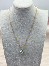Load image into Gallery viewer, Blue Tit English Garden Bird Porcelain Animal Pendant with Gold Plated Necklace
