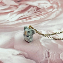 Load image into Gallery viewer, Baby Koala Bear Porcelain Animal Pendant with Gold Plated Necklace