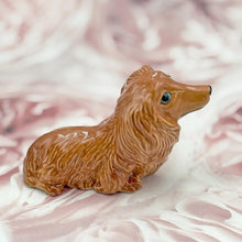 Load image into Gallery viewer, Miniature Long Haired Dachshund Figurine Porcelain Sausage Dog Ornament