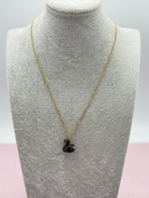 Load image into Gallery viewer, Black Swan Porcelain Animal Pendant with Gold Plated Necklace