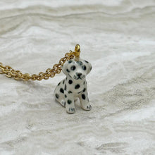 Load image into Gallery viewer, Dalmatian Puppy Dog Porcelain Animal Pendant with Gold Plated Necklace