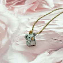 Load image into Gallery viewer, Baby Koala Bear Porcelain Animal Pendant with Gold Plated Necklace
