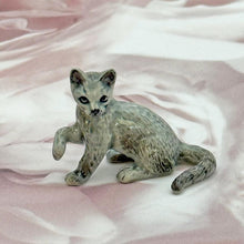 Load image into Gallery viewer, Miniature Russian Blue Kitten Figurine Porcelain Cat Ornament