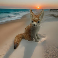 Load image into Gallery viewer, Fennec Fox Pup Minifig Mini Figurine Porcelain Ornament