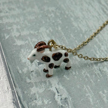 Load image into Gallery viewer, Goat Porcelain Animal Pendant with Gold Plated Necklace