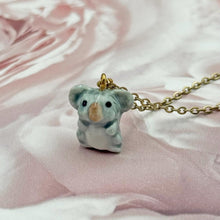Load image into Gallery viewer, Baby Koala Bear Porcelain Animal Pendant with Gold Plated Necklace