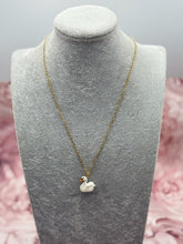 Load image into Gallery viewer, Graceful White Swan Porcelain Animal Pendant with Gold Plated Necklace