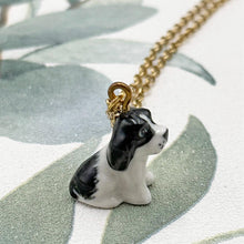 Load image into Gallery viewer, Springer Spaniel Puppy Dog Porcelain Animal Pendant with Gold Plated Necklace