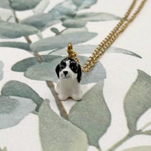 Load image into Gallery viewer, Springer Spaniel Puppy Dog Porcelain Animal Pendant with Gold Plated Necklace