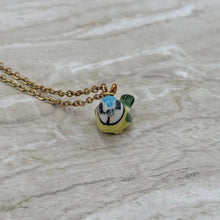 Load image into Gallery viewer, Blue Tit English Garden Bird Porcelain Animal Pendant with Gold Plated Necklace
