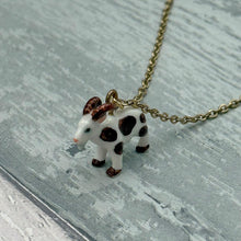 Load image into Gallery viewer, Goat Porcelain Animal Pendant with Gold Plated Necklace