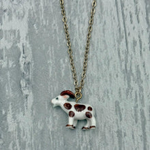 Load image into Gallery viewer, Goat Porcelain Animal Pendant with Gold Plated Necklace