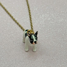 Load image into Gallery viewer, French Bulldog Puppy Dog Porcelain Animal Pendant with Gold Plated Necklace