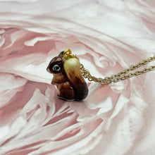 Load image into Gallery viewer, Baby Red Squirrel Porcelain Animal Pendant with Gold Plated Necklace