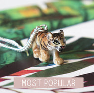 Tiger Cub Porcelain Pendant Necklace