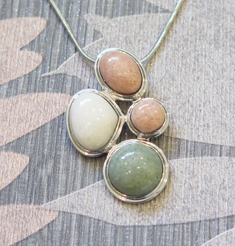 Beach Stone Silver Plated Necklace