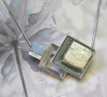 Load image into Gallery viewer, Abstract Geometric Grey Squares Silver Plated Necklace