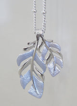 Load image into Gallery viewer, Blue &amp; Purple Tropical Leaf Silver Plated Necklace