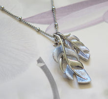 Load image into Gallery viewer, Blue &amp; Purple Tropical Leaf Silver Plated Necklace