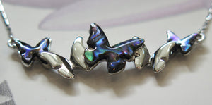 Real Paua Butterfly Silver Plated Necklace