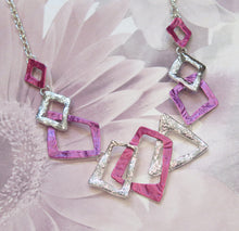 Load image into Gallery viewer, Pink &amp; Purple Abstract Geometric Silver Plated Necklace