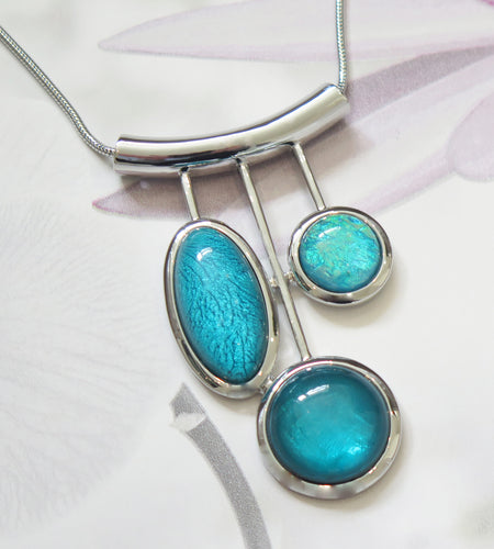 Aqua Contemporary Silver Plated Necklace