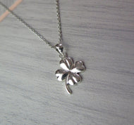 Four Leaf Clover Solid 925 Sterling Silver Pendant Necklace