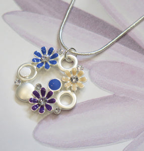 Crystal Flower Silver Plated Pendant Necklace