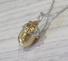 Load image into Gallery viewer, Solid 925 Sterling Silver 24k Gold Plated Lucky Acorn Pendant Necklace