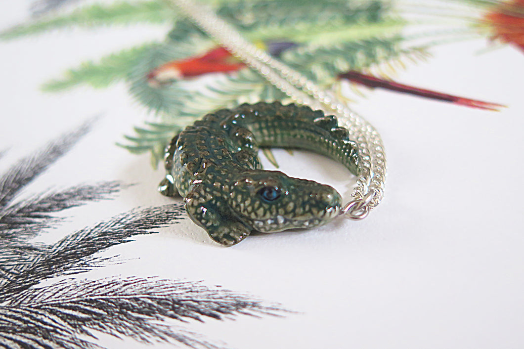 Alligator Porcelain Pendant Necklace