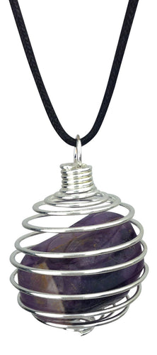 Amethyst Tumble Wire Wrapped Pendant Necklace