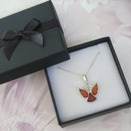 Amber Angel Sterling Silver Pendant Necklace