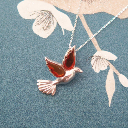 Amber Dove Sterling Silver Pendant Necklace