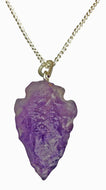 Lucky Amethyst Hand Carved Arrowhead Pendant Necklace