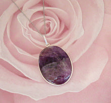 Load image into Gallery viewer, Large Oval Amethyst Healing Sterling Silver Pendant Necklace