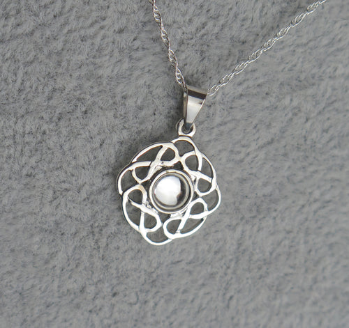 Sterling Silver Celtic Knot April Birthstone Pendant