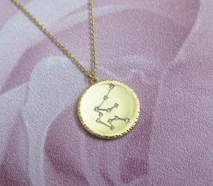 Gold Aquarius Star Constellation Zodiac Pendant