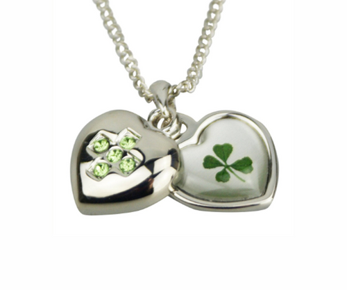 Lucky Real Four Leaf Clover August Birthstone Pendant Necklace
