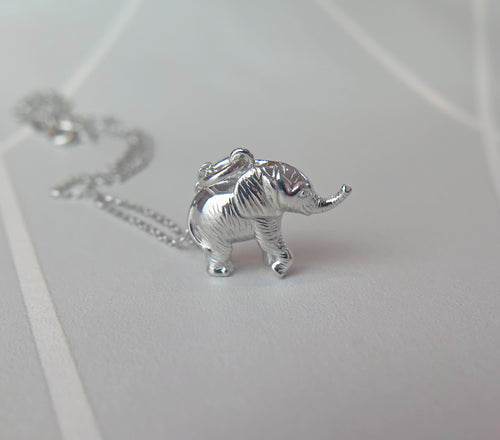 Sterling Silver Lucky Elephant Pendant Necklace