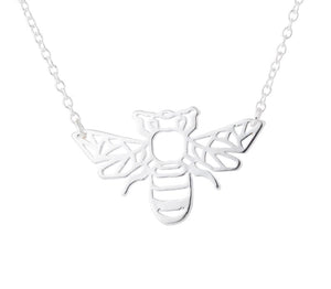 Gold and Silver Plated Lucky Bumble Bee Origami Pendant Necklace
