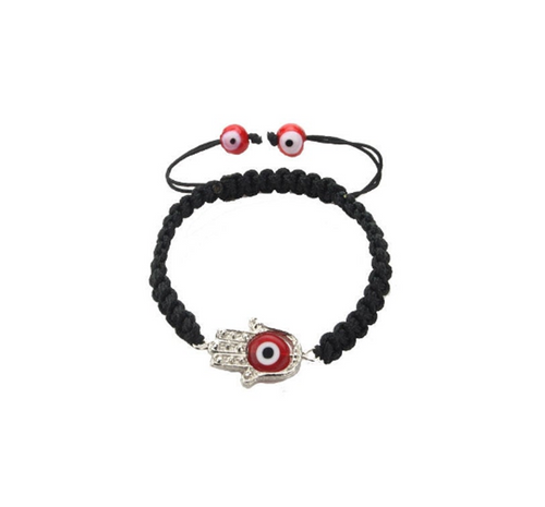 Black & Red Evil Eye Hamsa Hand Bracelet