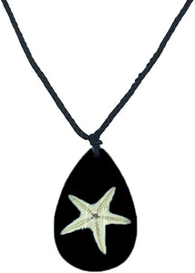 Lucky Real Starfish Black Healing Pendant Necklace