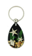 Lucky Real Starfish and Shells Black Healing Keyring Keychain