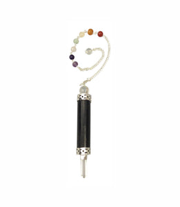 Black Tourmaline Pendulum With Chakra Chain