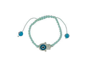 Light Blue Evil Eye Hamsa Hand Bracelet