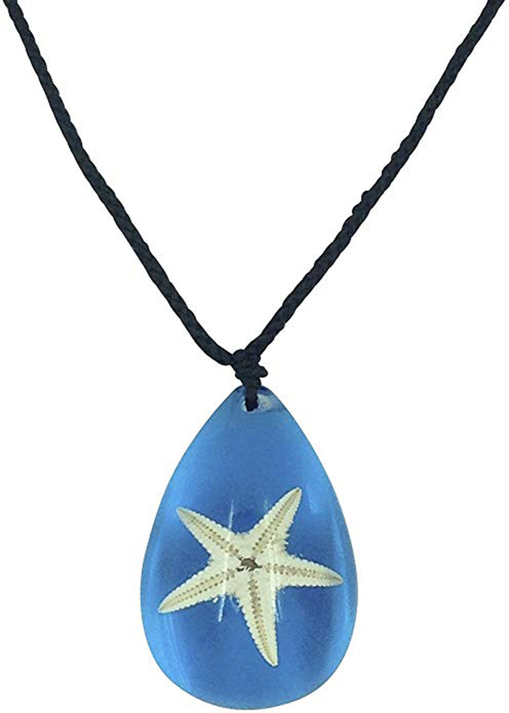 Lucky Real Starfish Blue Healing Pendant Necklace