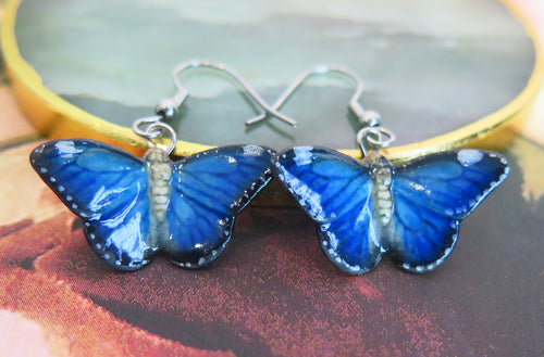 Blue Butterfly Porcelain Earrings