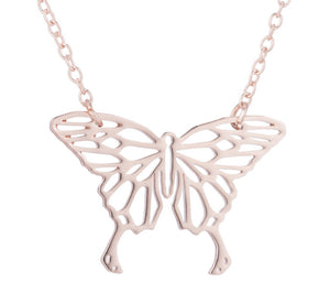 Rose Gold, Gold and Silver Plated Lucky Butterfly Origami Pendant Necklace