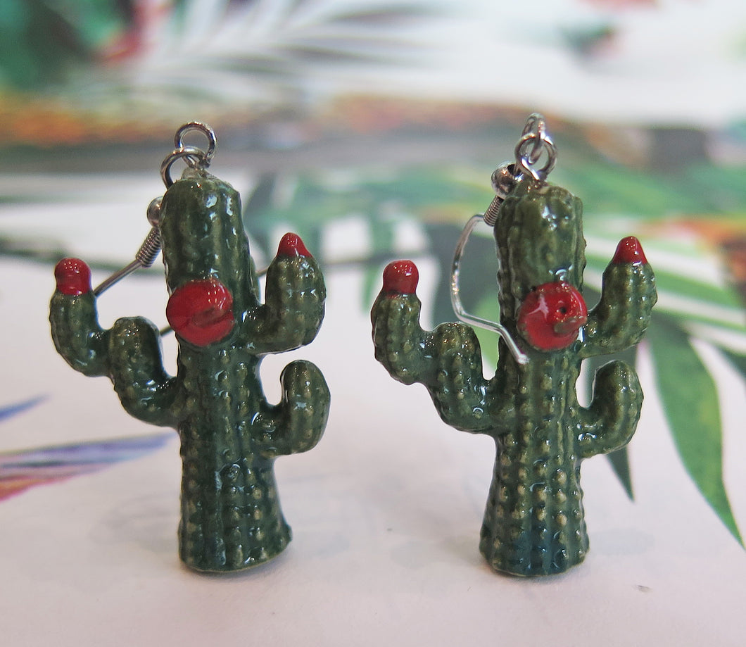 Funky Cactus Porcelain Earrings