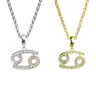Gold & Silver Plated Cancer Horoscope Zodiac Czech Crystal Pendant Necklace